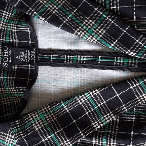 Green, Black, & Creamy Tan Plaid Blazer - Picture 5 of 7